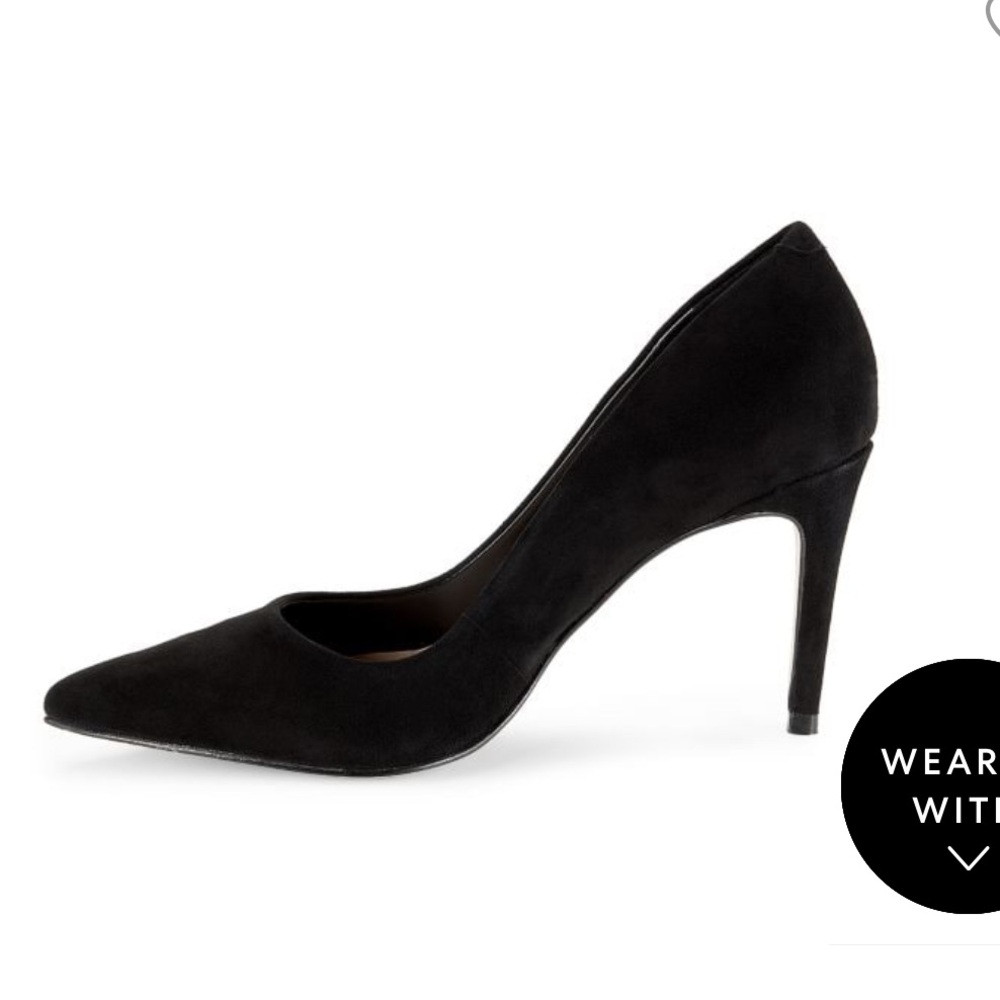 Saks Fifth Avenue Black Suade Pump Heels